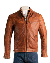 Men's Timber Diamond Shoulder Biker Style Leather Jacket